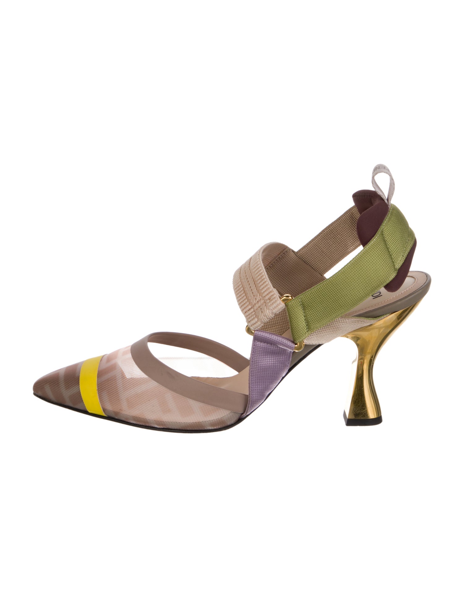 Fendi Zucca FF Logo Leather Slingback Pumps