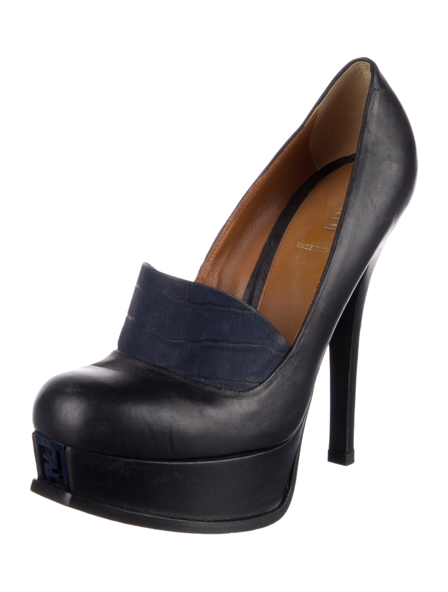 Fendi Zucca FF Logo Leather Pumps