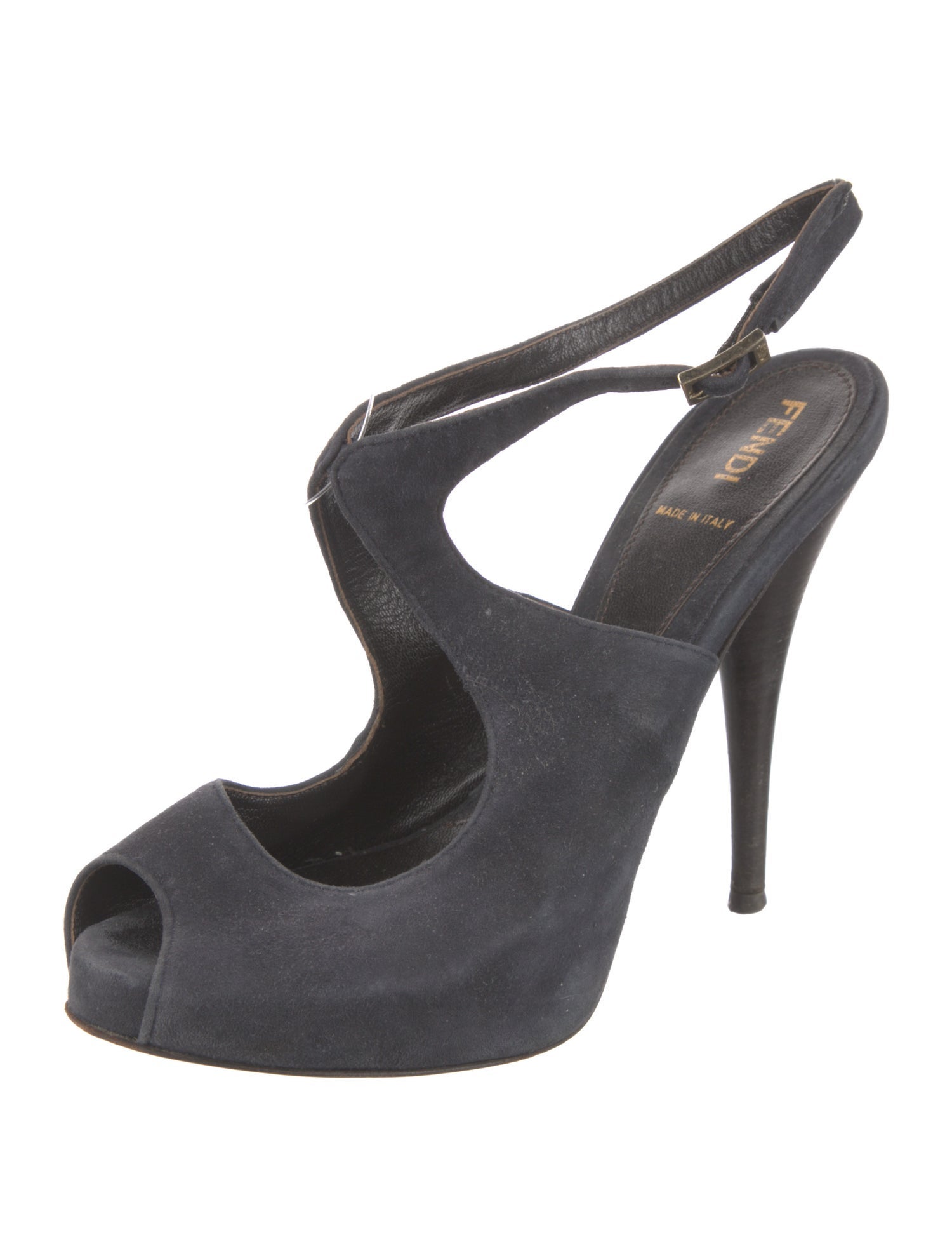 Fendi Suede Animal Print Slingback Pumps