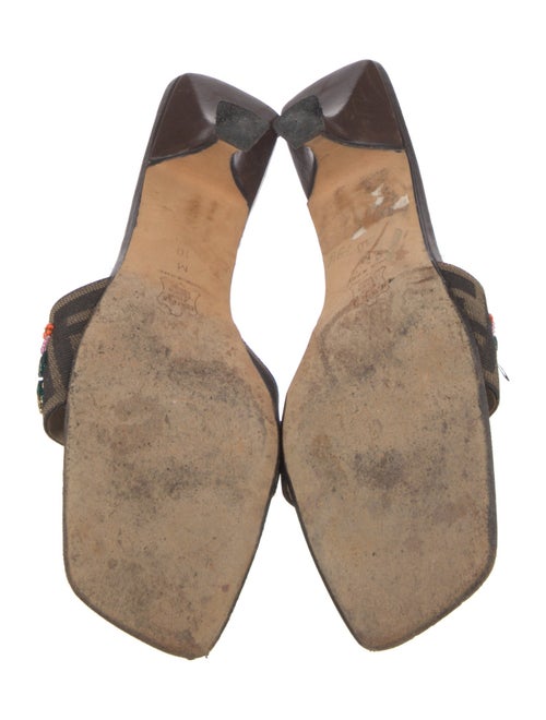 Fendi Zucca FF Logo Leather Slides