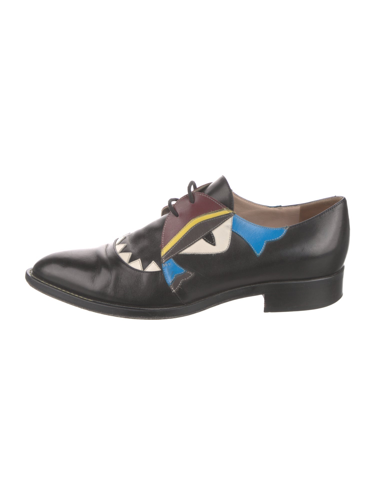 Fendi Monsters Motif Leather Oxfords