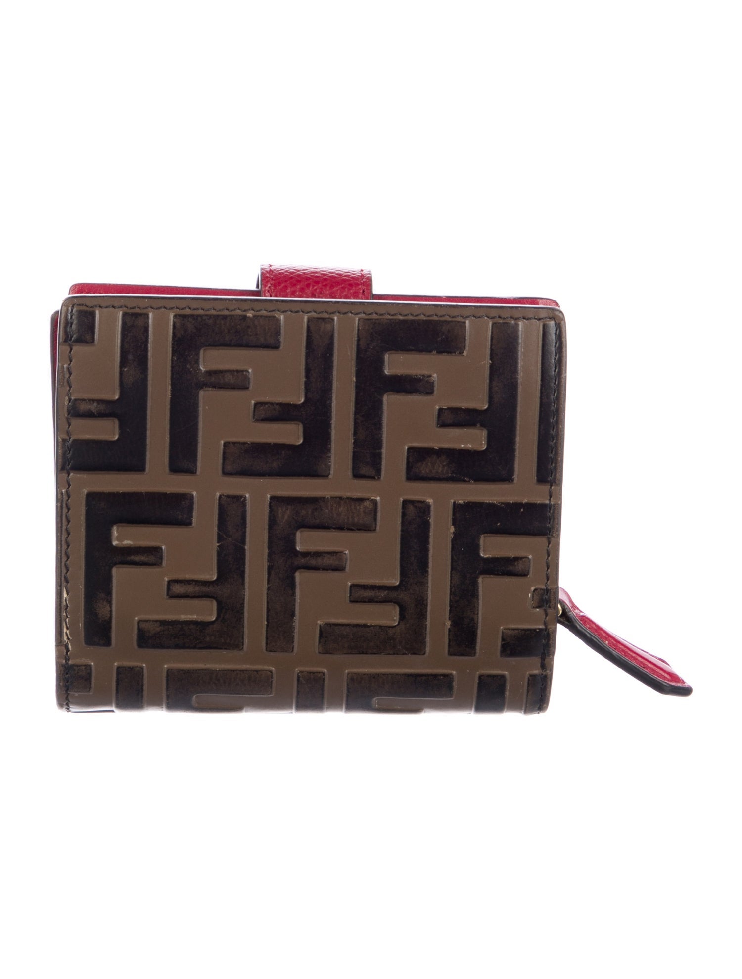 Fendi Zucca FF Logo Leather Compact Wallet