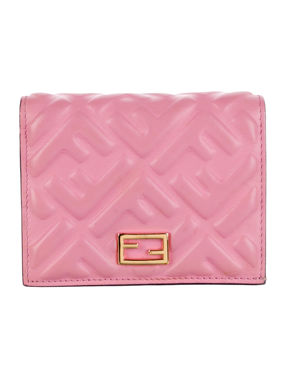 Fendi Zucca FF Logo Leather Compact Wallet