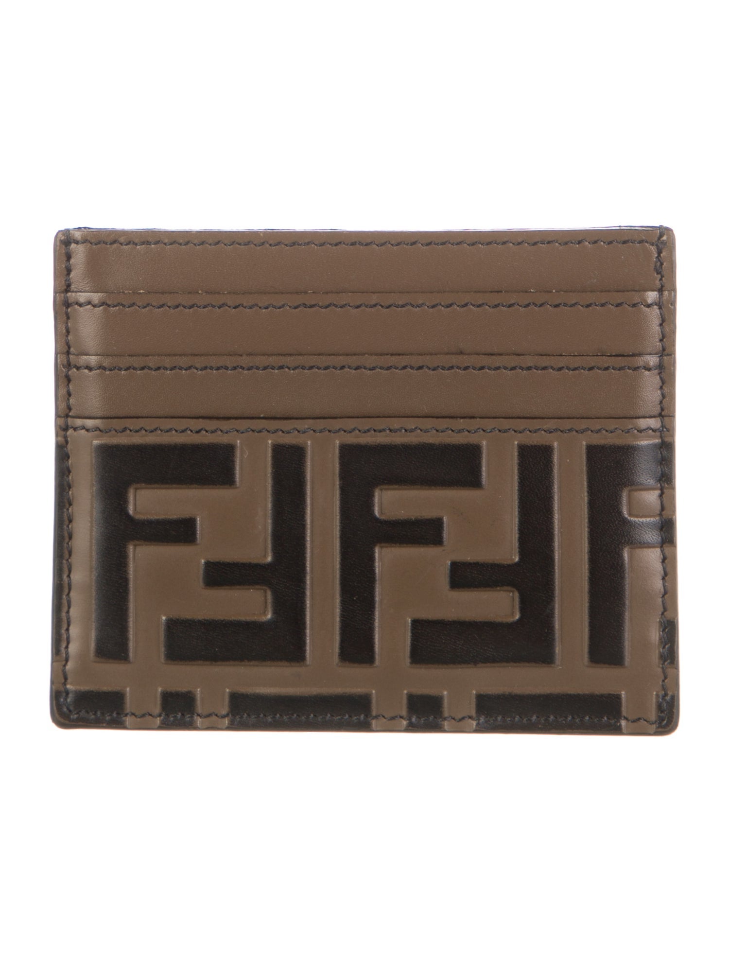 Fendi FF Embossed Card Holder Zucca FF Logo Wallet