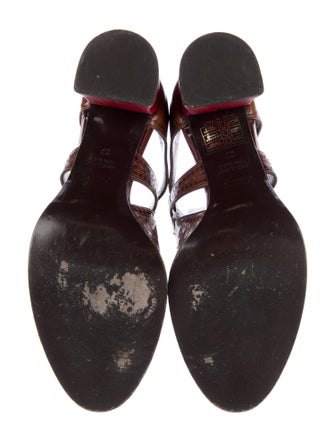 Fendi Leather Colorblock Pattern T-Strap Pumps