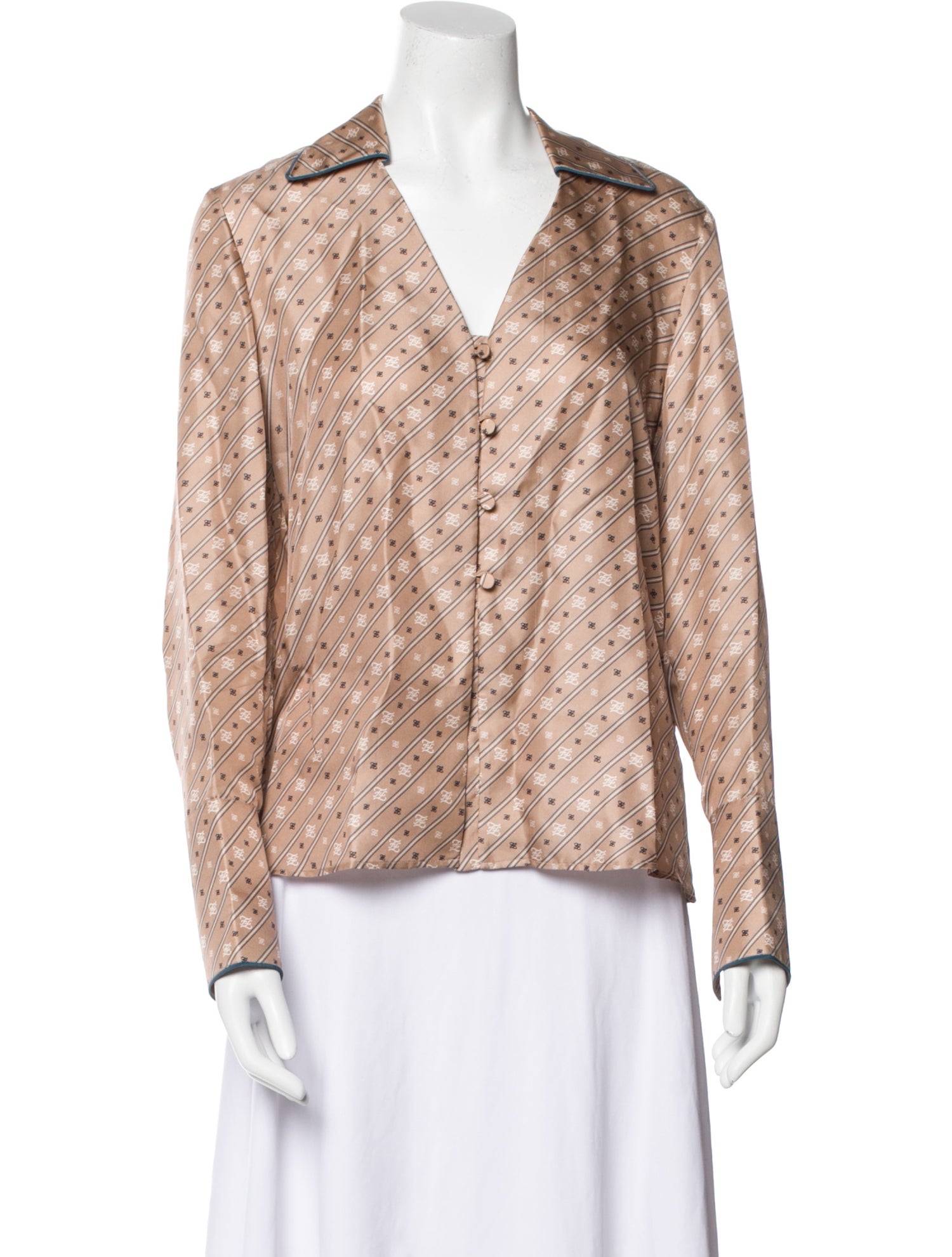 Fendi Striped Long Sleeve Blouse