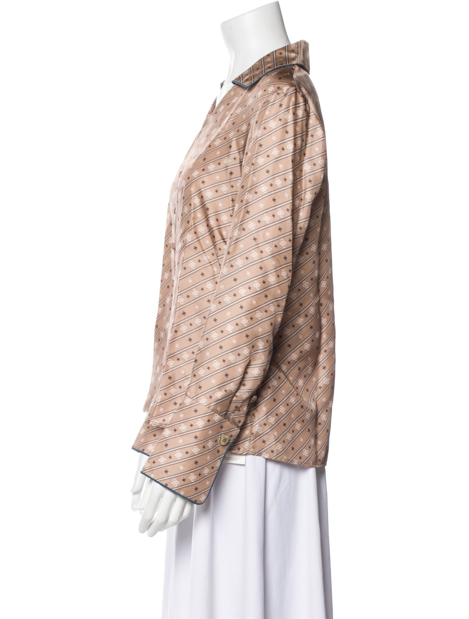 Fendi Striped Long Sleeve Blouse