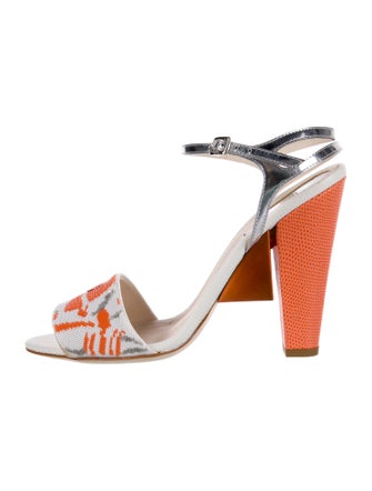 Fendi Leather Colorblock Pattern Sandals