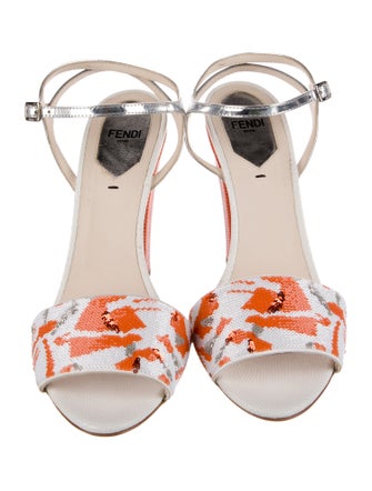 Fendi Leather Colorblock Pattern Sandals