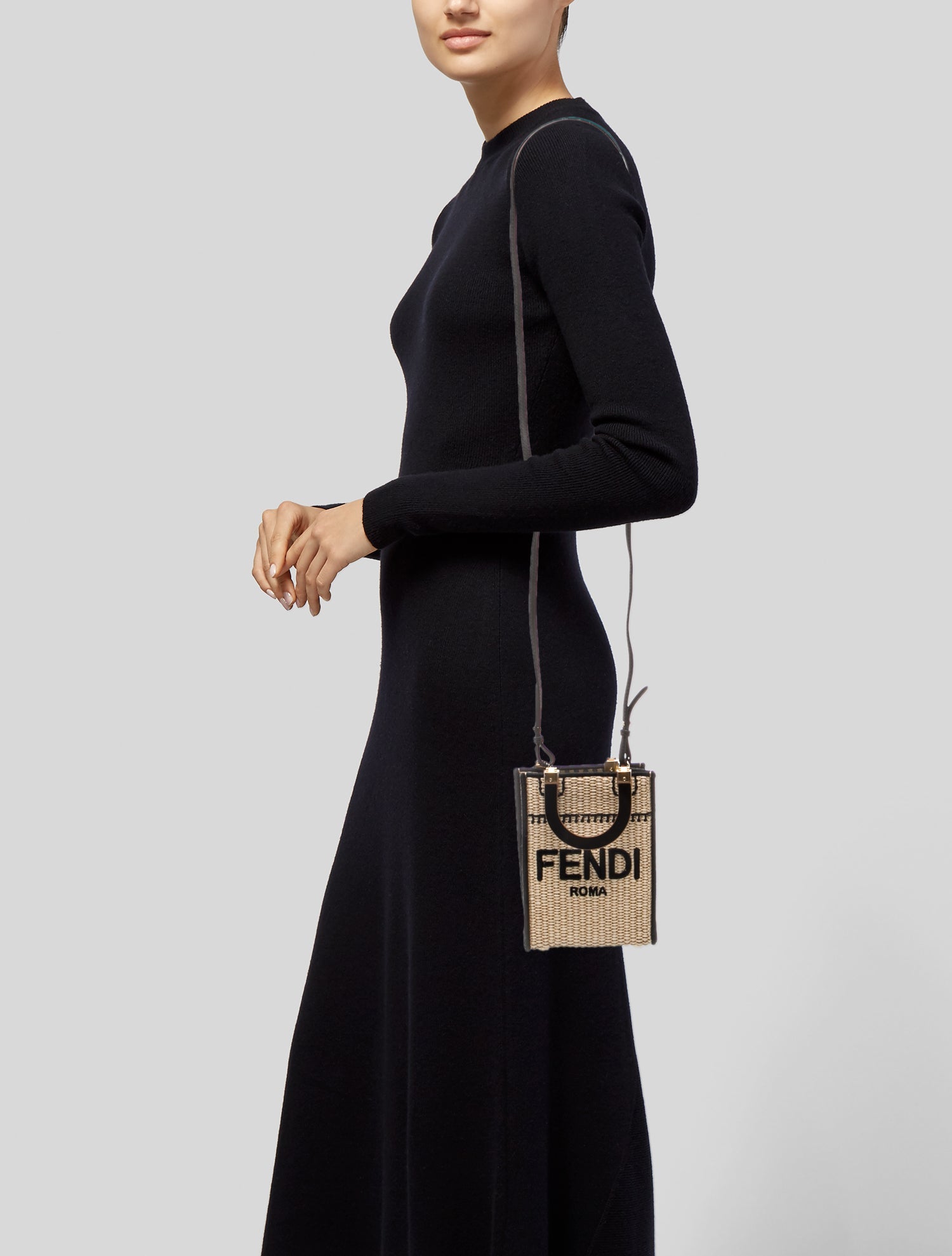 Fendi Raffia fendi sunshine shopper tote mini