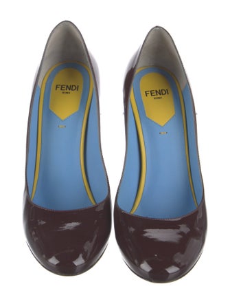 Fendi Patent Leather Colorblock Pattern Pumps