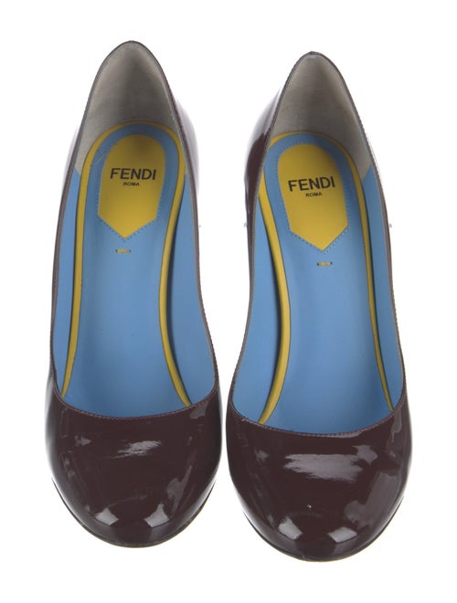 Fendi Patent Leather Colorblock Pattern Pumps