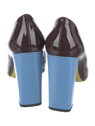 Fendi Patent Leather Colorblock Pattern Pumps