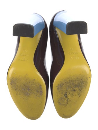 Fendi Patent Leather Colorblock Pattern Pumps