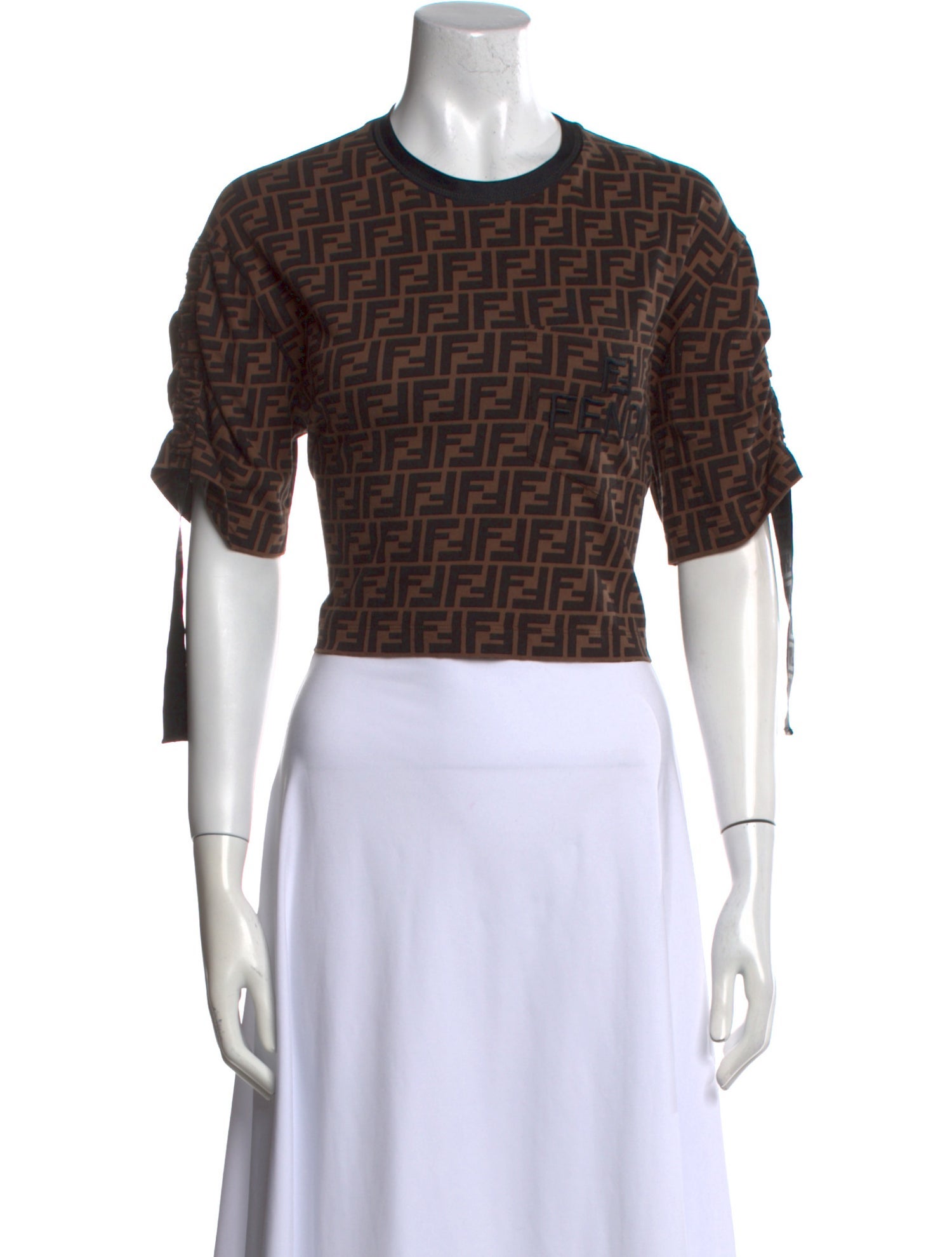 Fendi Printed Crew Neck Crop Top