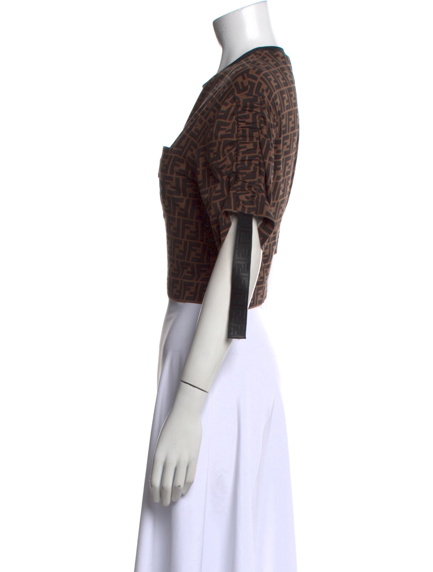 Fendi Printed Crew Neck Crop Top