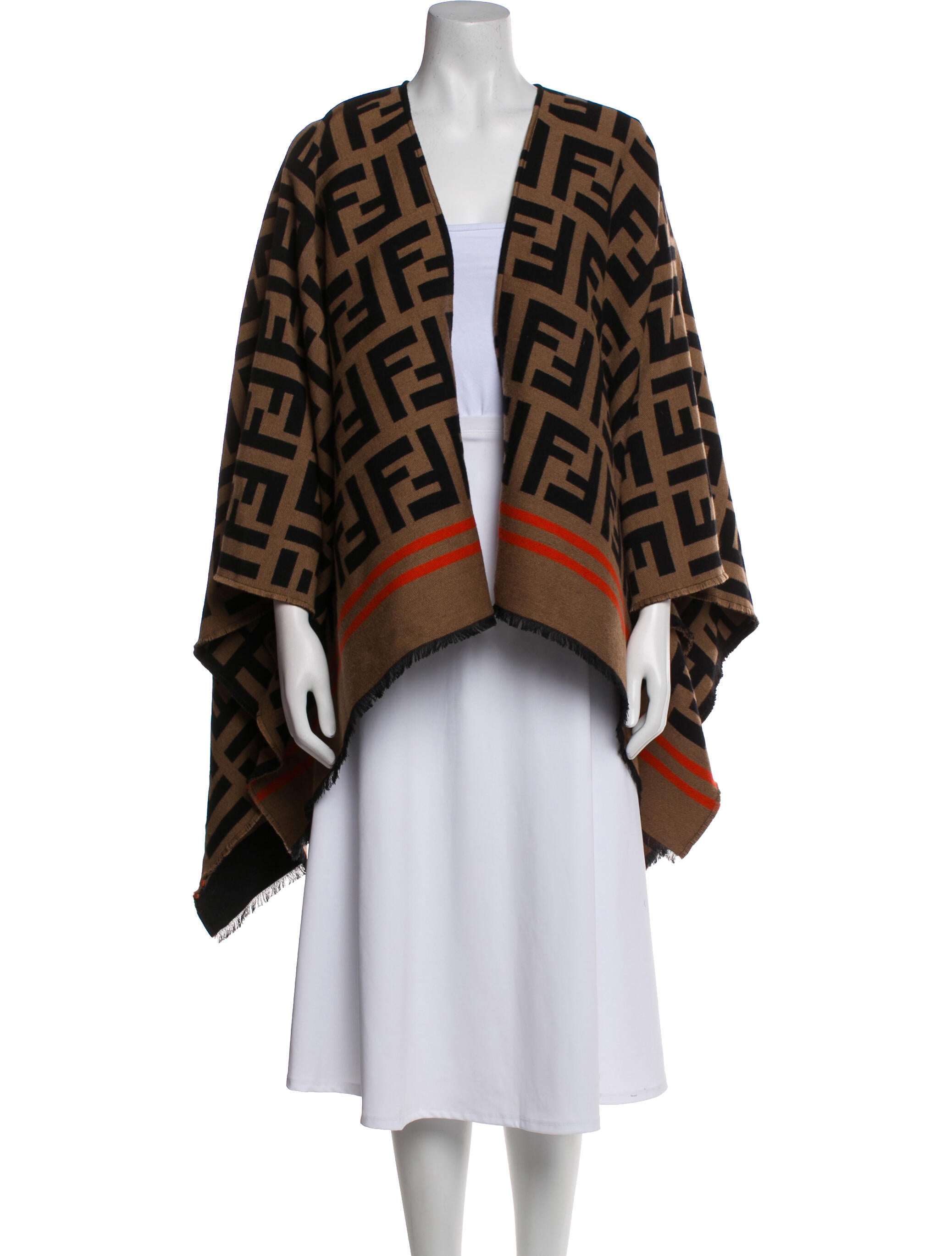Fendi Wool Zucca FF Logo Shawl