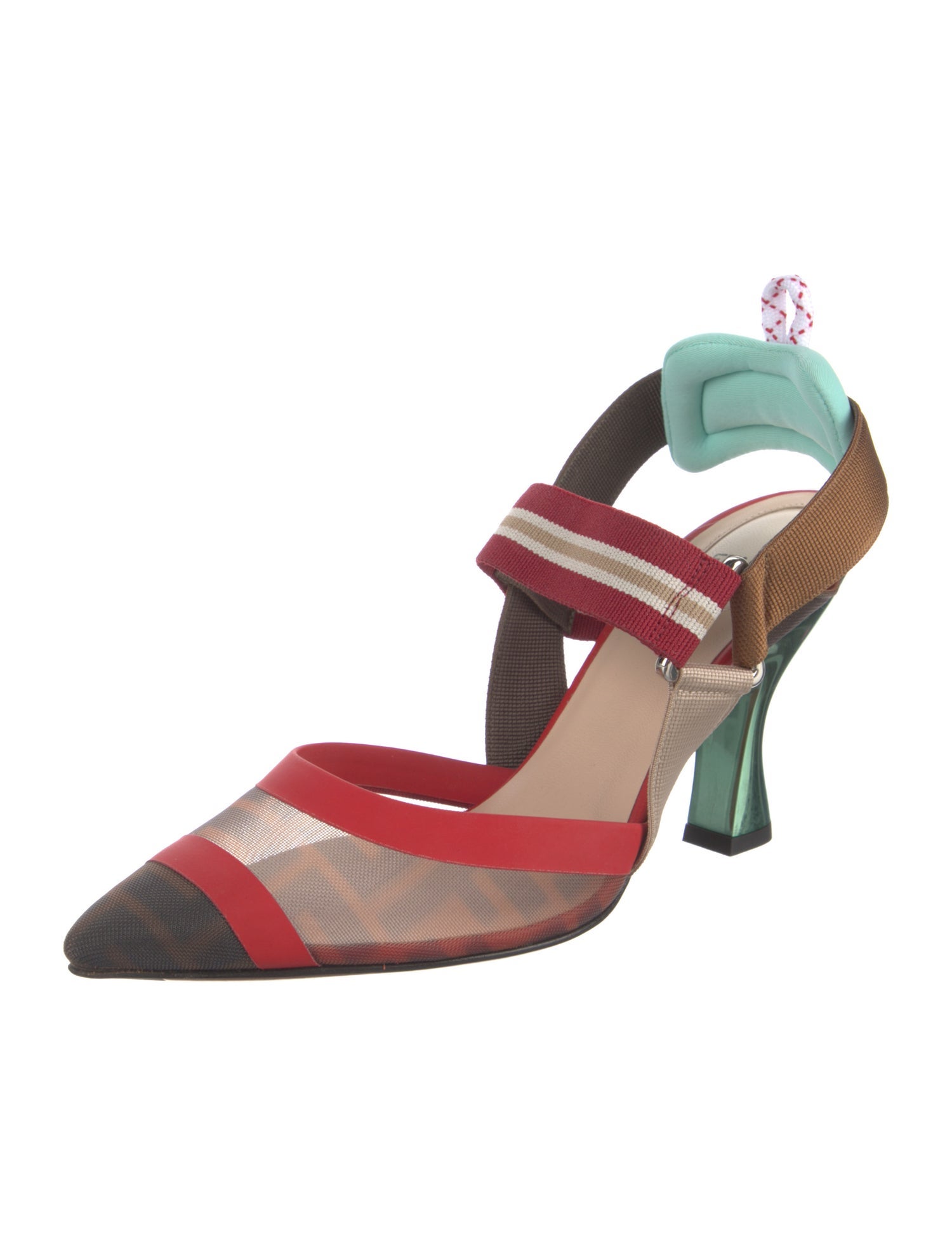 Fendi Zucca FF Logo Mesh Slingback Pumps