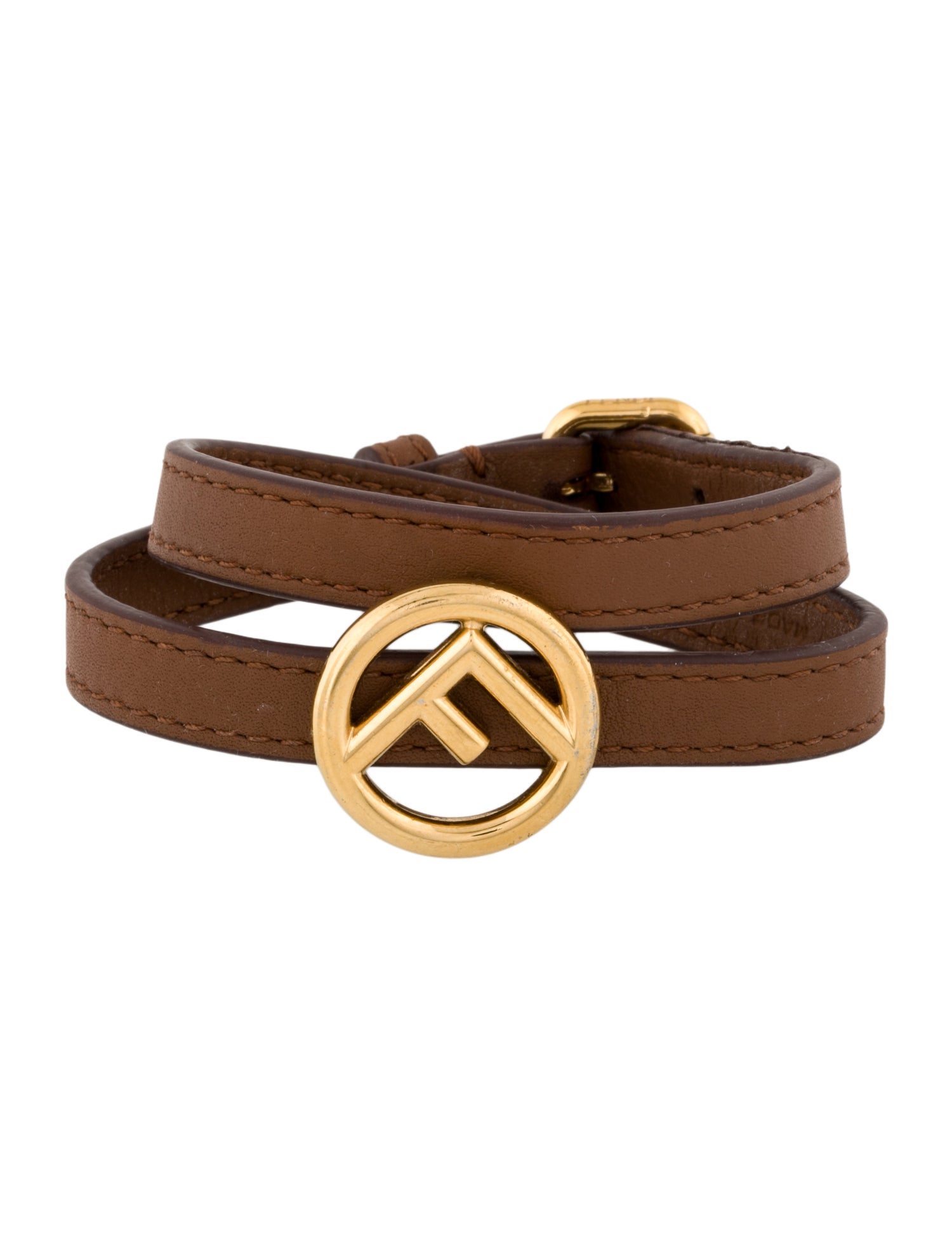 Fendi Leather F Is Double Wrap Bracelet