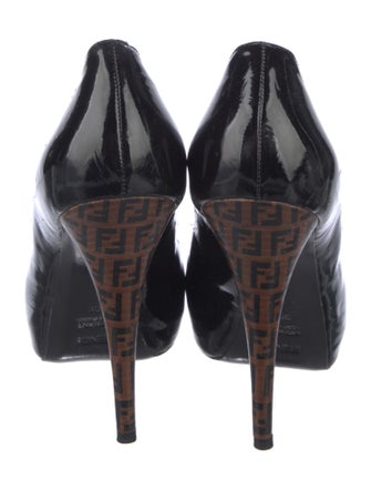 Fendi Zucca FF Logo Patent Leather Pumps