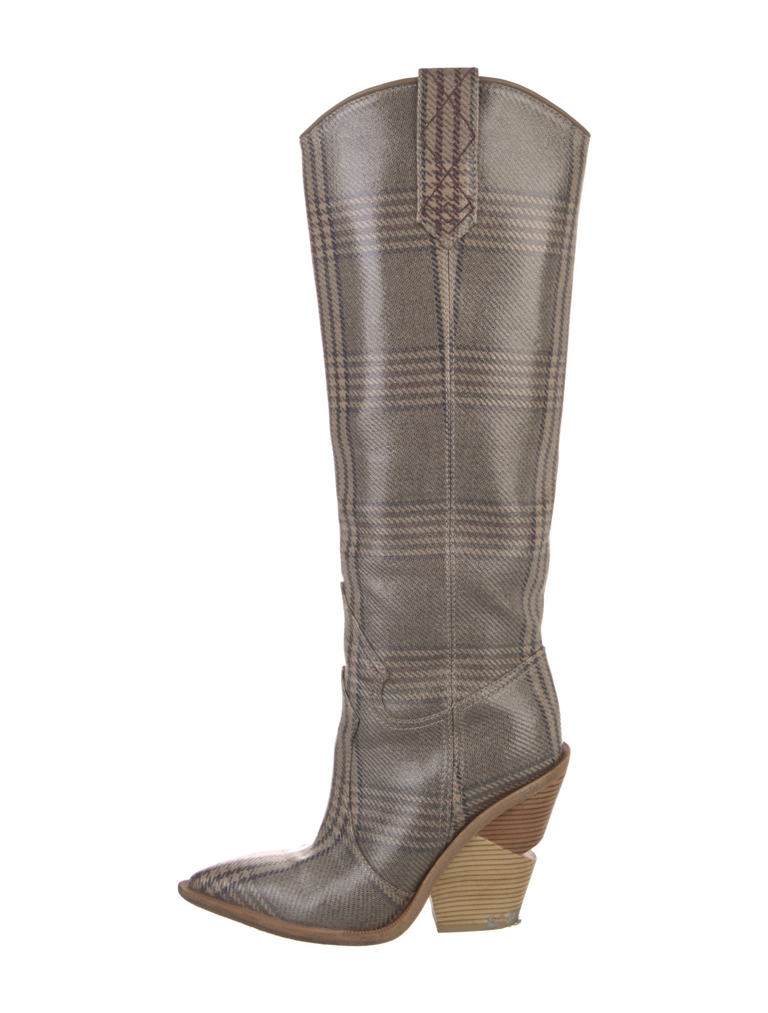 Fendi Leather Colorblock Pattern Boots