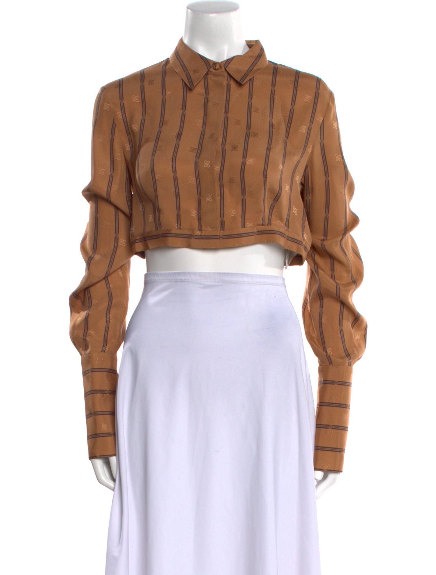 Fendi Silk Striped Crop Top