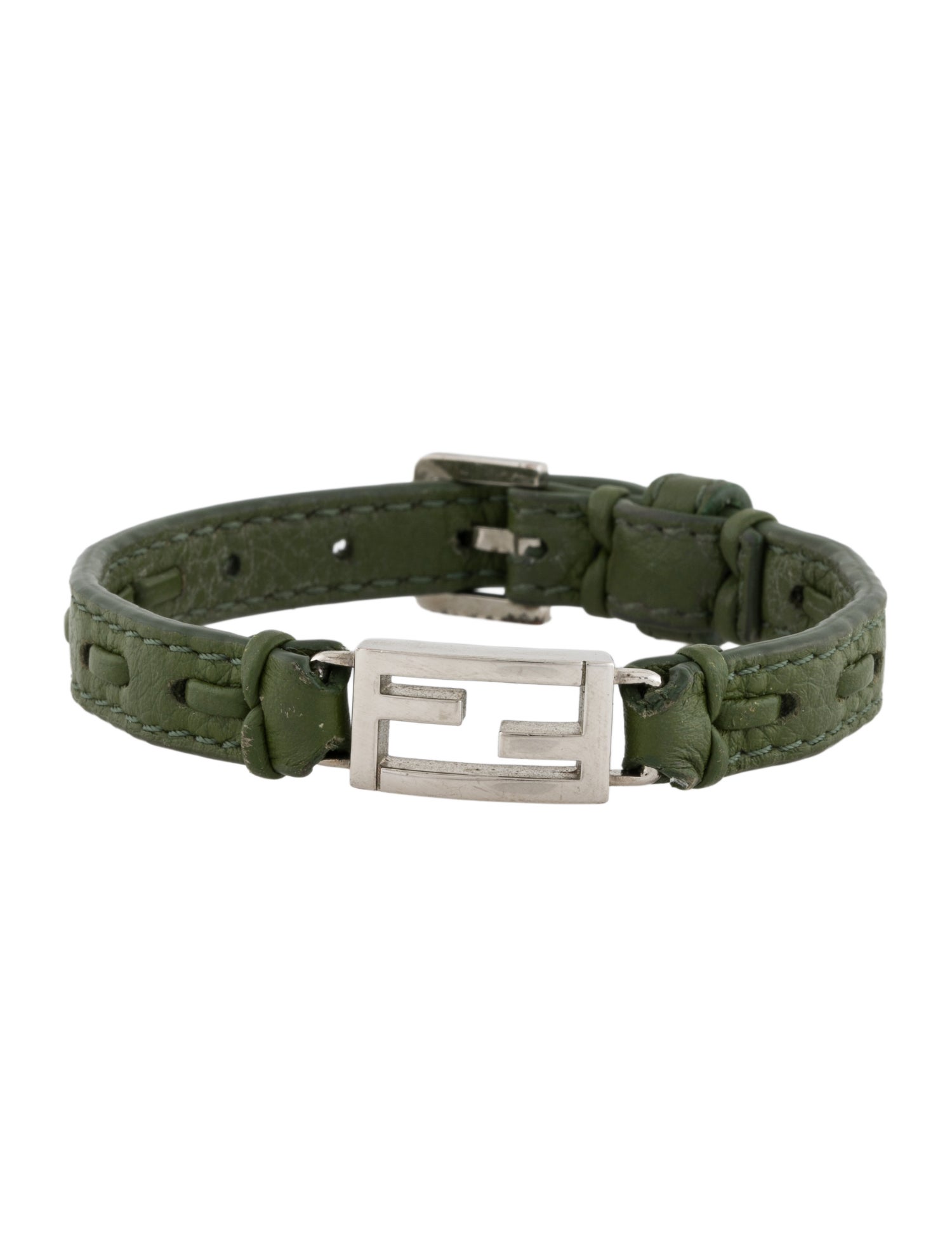 Fendi Leather Logo Baguette Bracelet