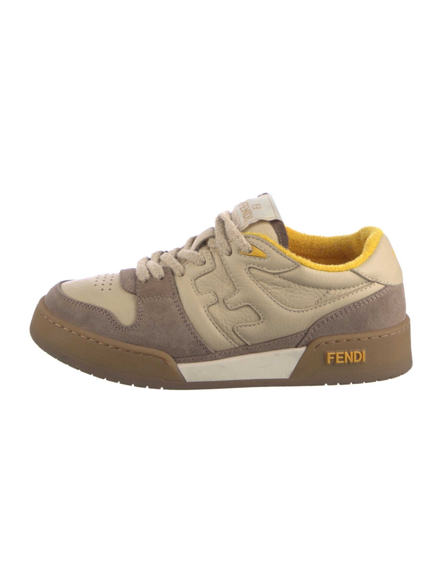 Fendi Leather Colorblock Pattern Sneakers