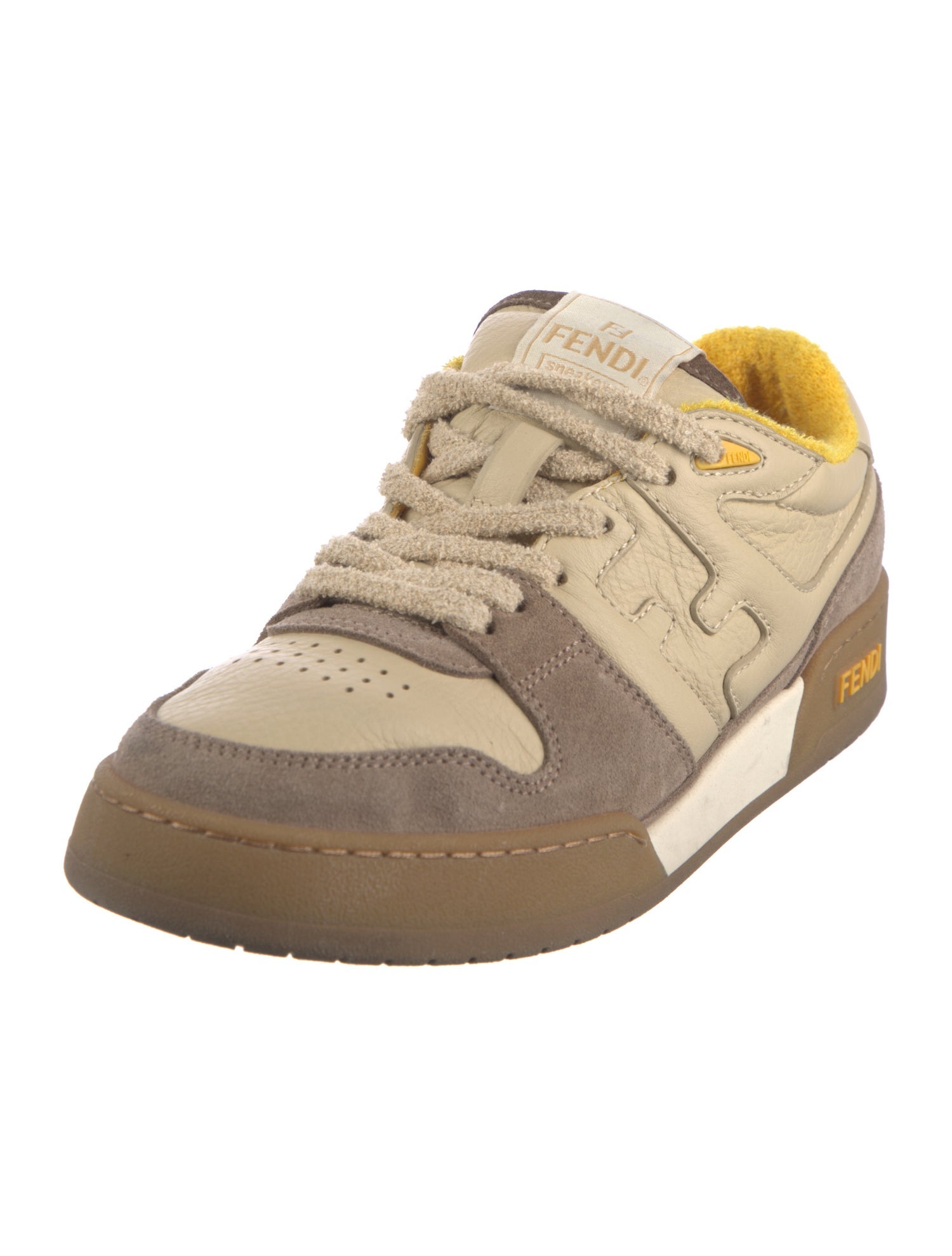 Fendi Leather Colorblock Pattern Sneakers