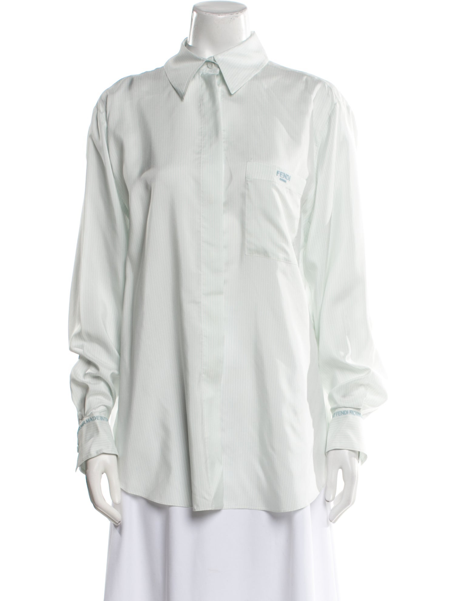 Fendi Silk Long Sleeve Button-Up Top