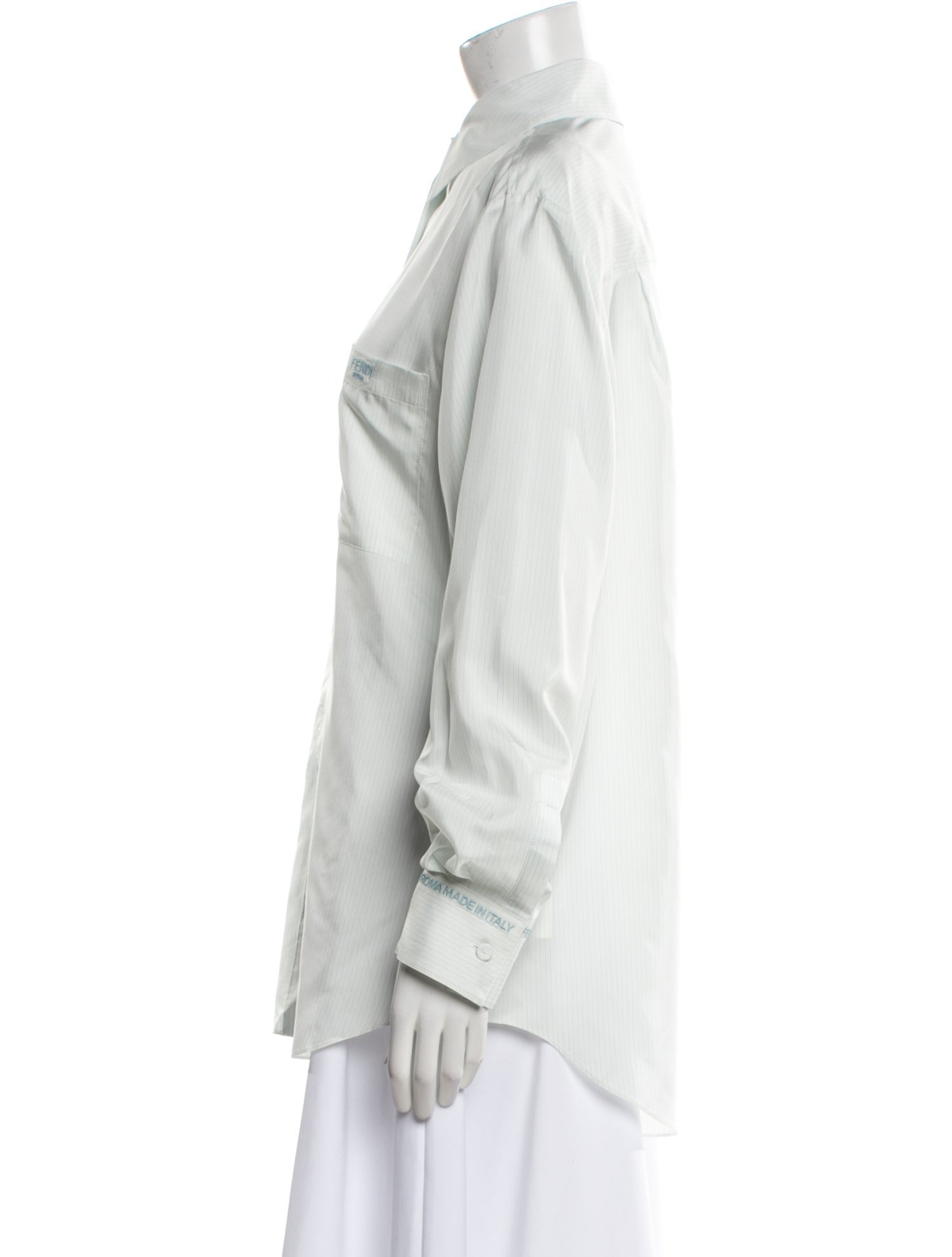 Fendi Silk Long Sleeve Button-Up Top