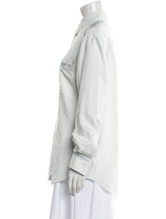 Fendi Silk Long Sleeve Button-Up Top
