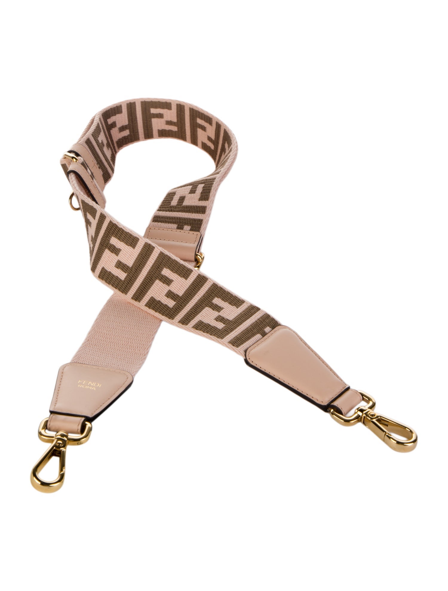 Fendi Fendi Jacquard Ribbon Vitello King FF Adjustable Strap