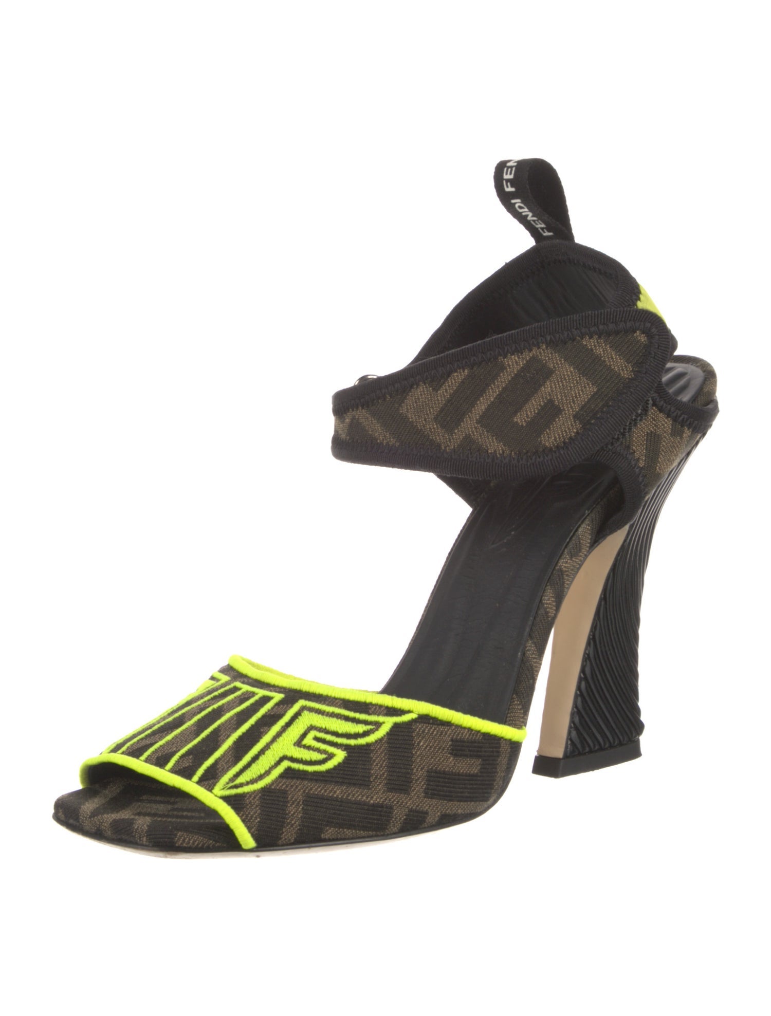 Fendi Zucca FF Logo Canvas Slingback Sandals