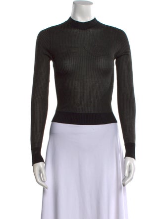 Fendi Mock Neck Long Sleeve Crop Top