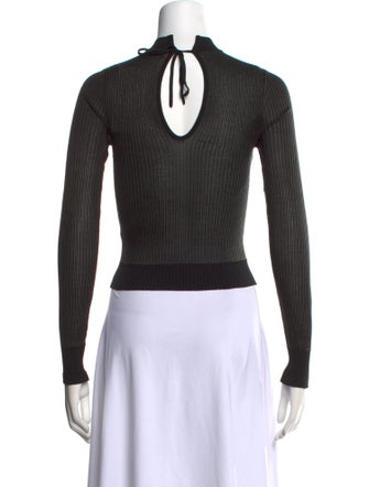 Fendi Mock Neck Long Sleeve Crop Top