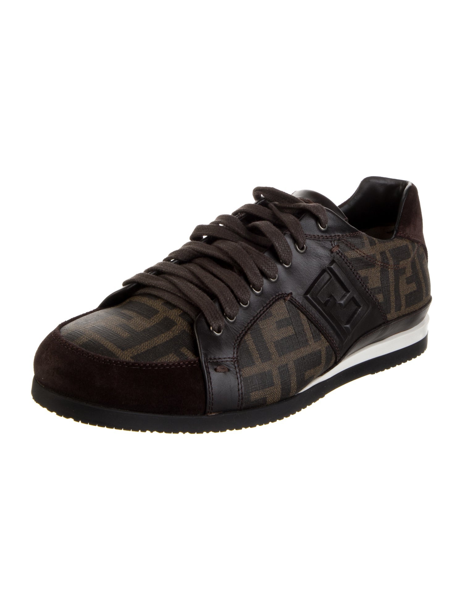 Fendi Zucca FF Logo Leather Sneakers