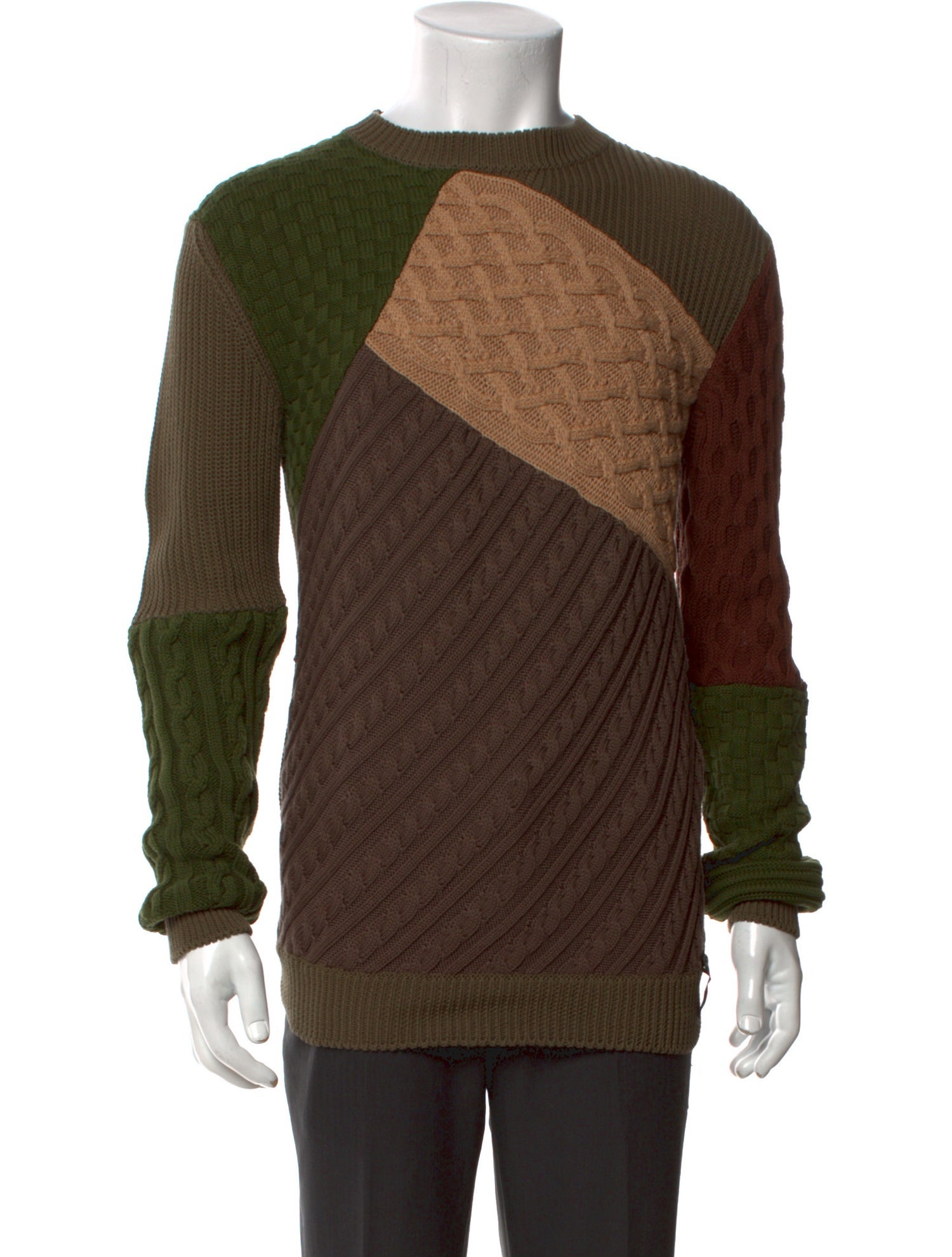 Fendi Colorblock Pattern Crew Neck Pullover