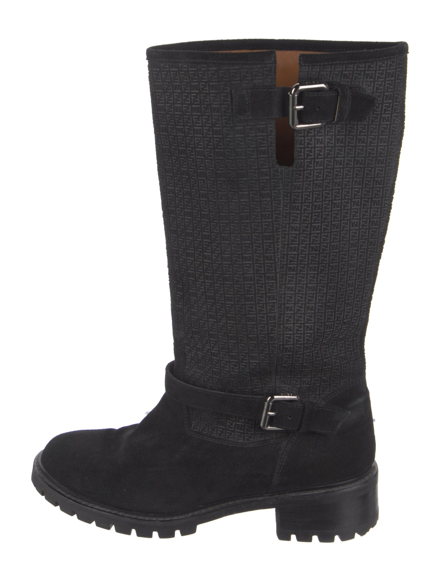 Fendi Zucca FF Logo Suede Moto Boots