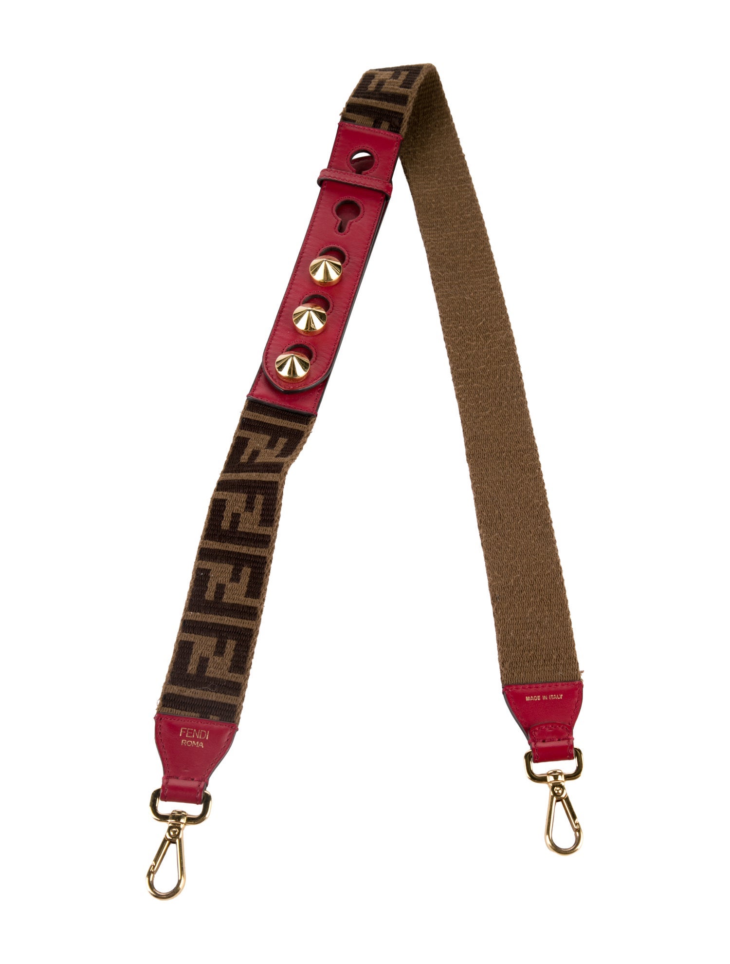 Fendi Pattern Print Leather & Canvas Bag Strap