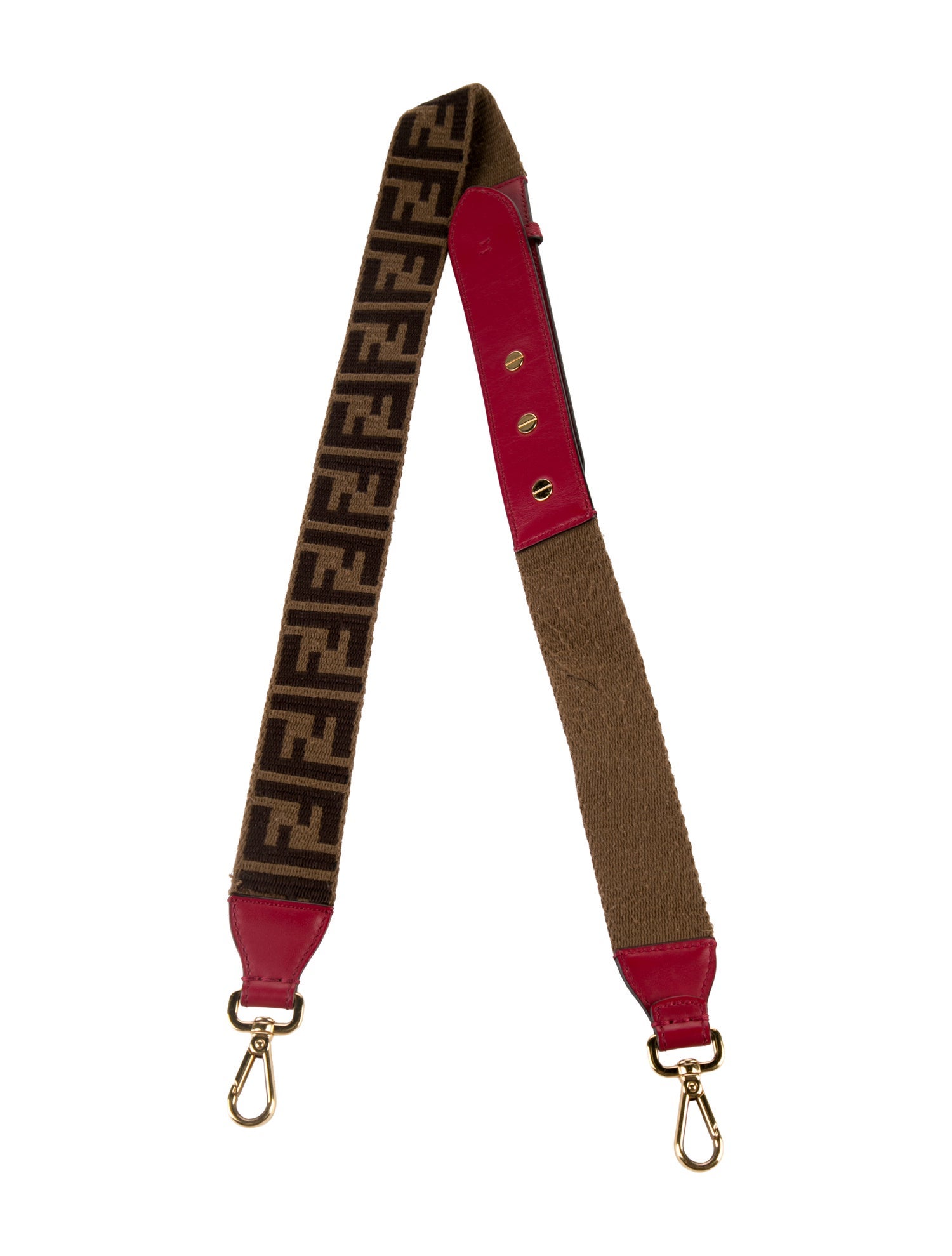 Fendi Pattern Print Leather & Canvas Bag Strap