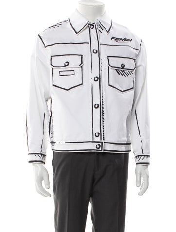 Fendi Outerwear Striped Moto Jacket XS