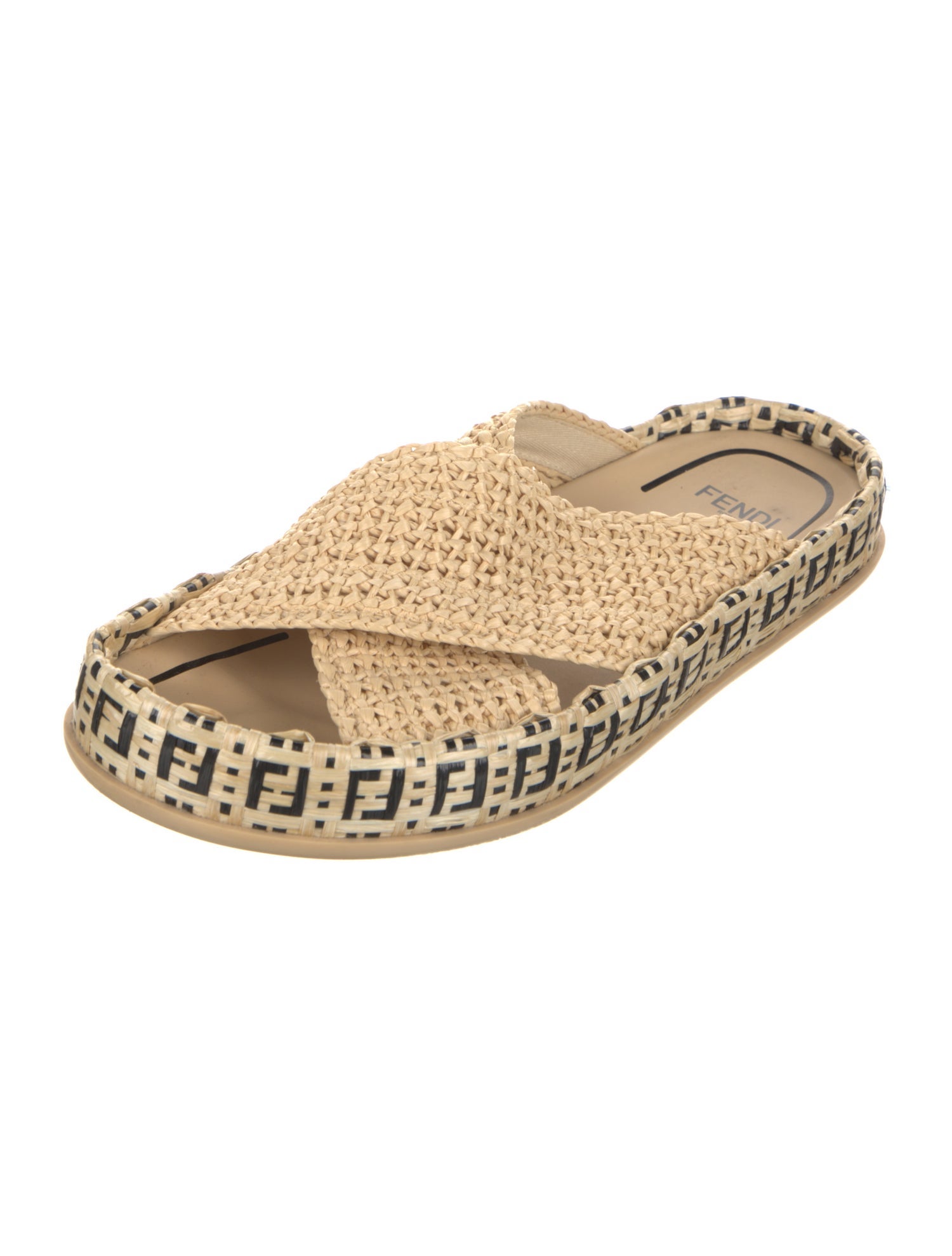 Fendi Zucca FF Logo Raffia Espadrilles