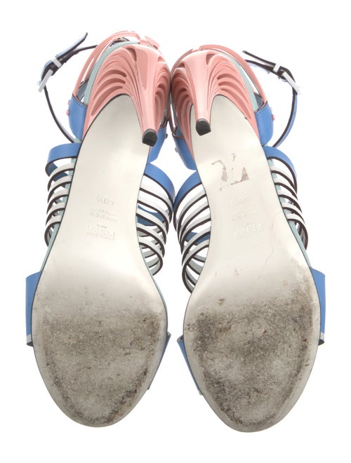 Fendi Leather Colorblock Pattern T-Strap Pumps