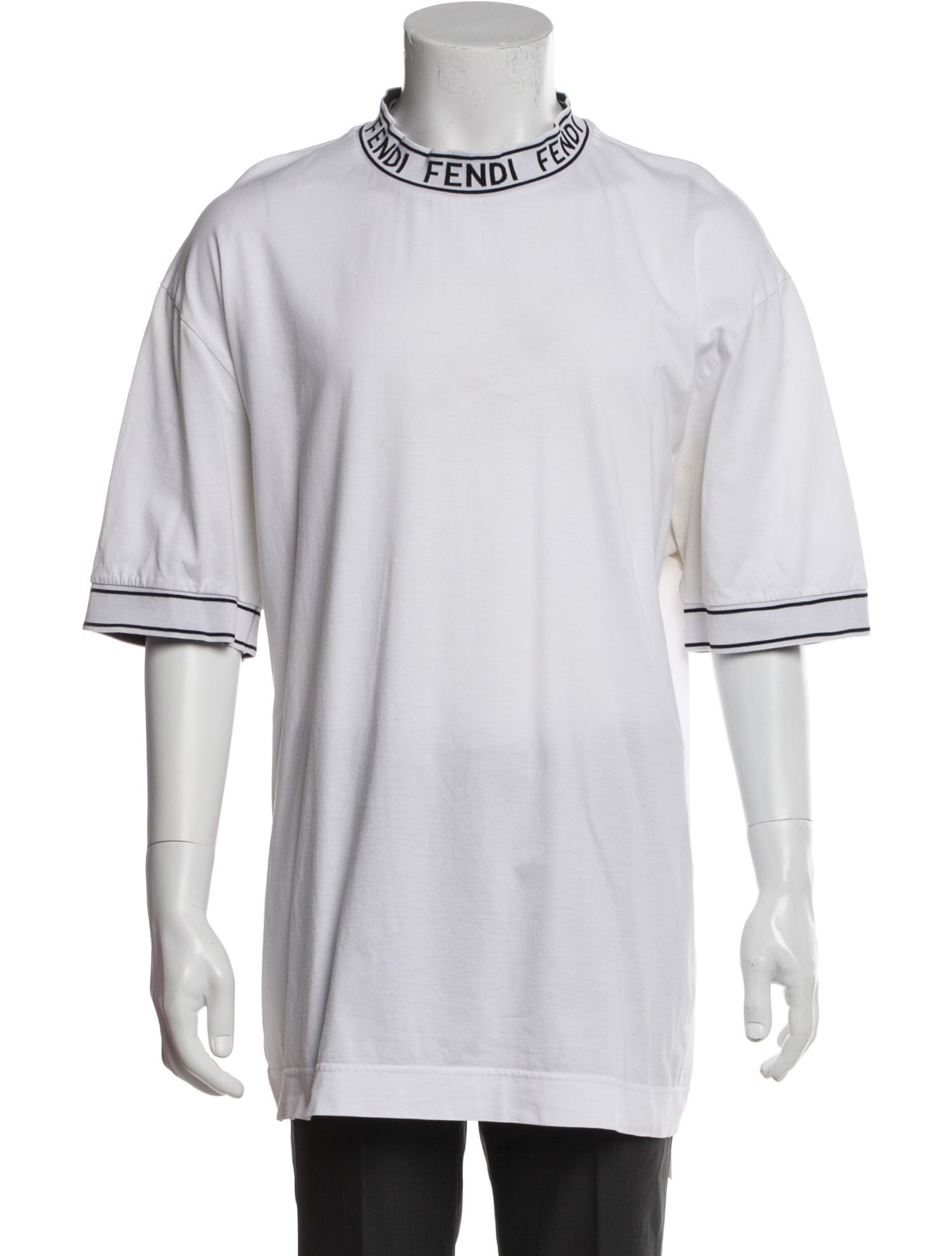 Fendi Striped Mock Neck T-Shirt
