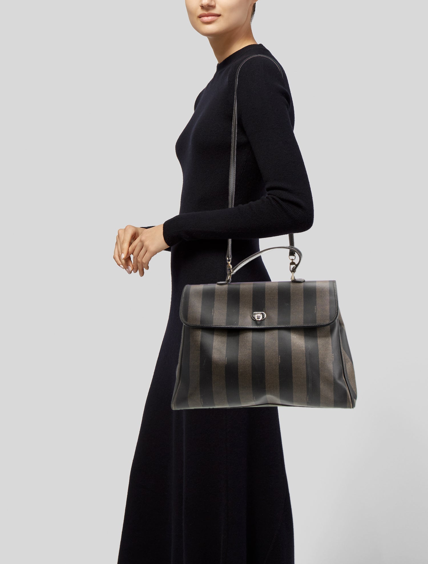 Fendi Pequin Top Handle Bag Vintage