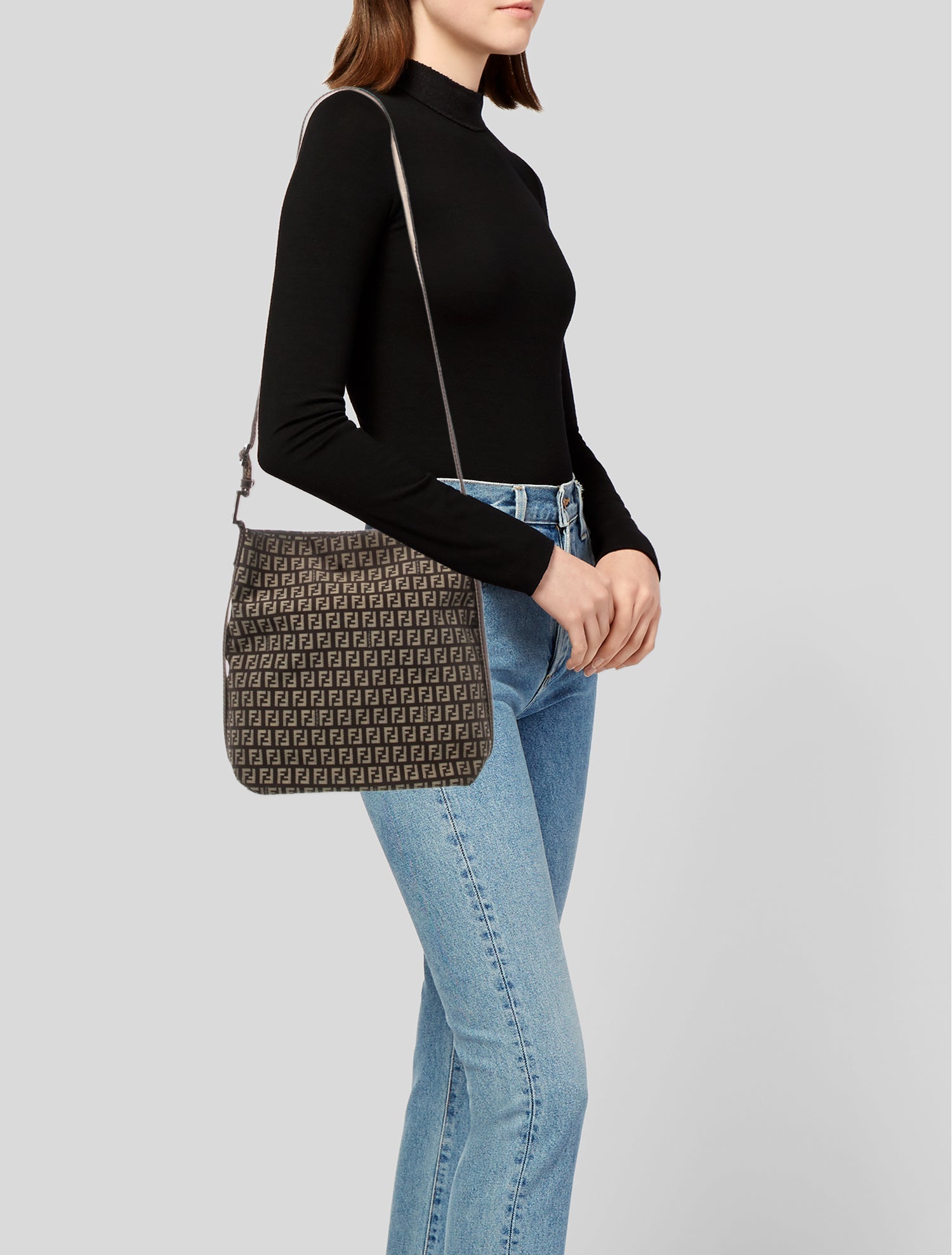 Fendi Zucchino FF Messenger Bag Vintage