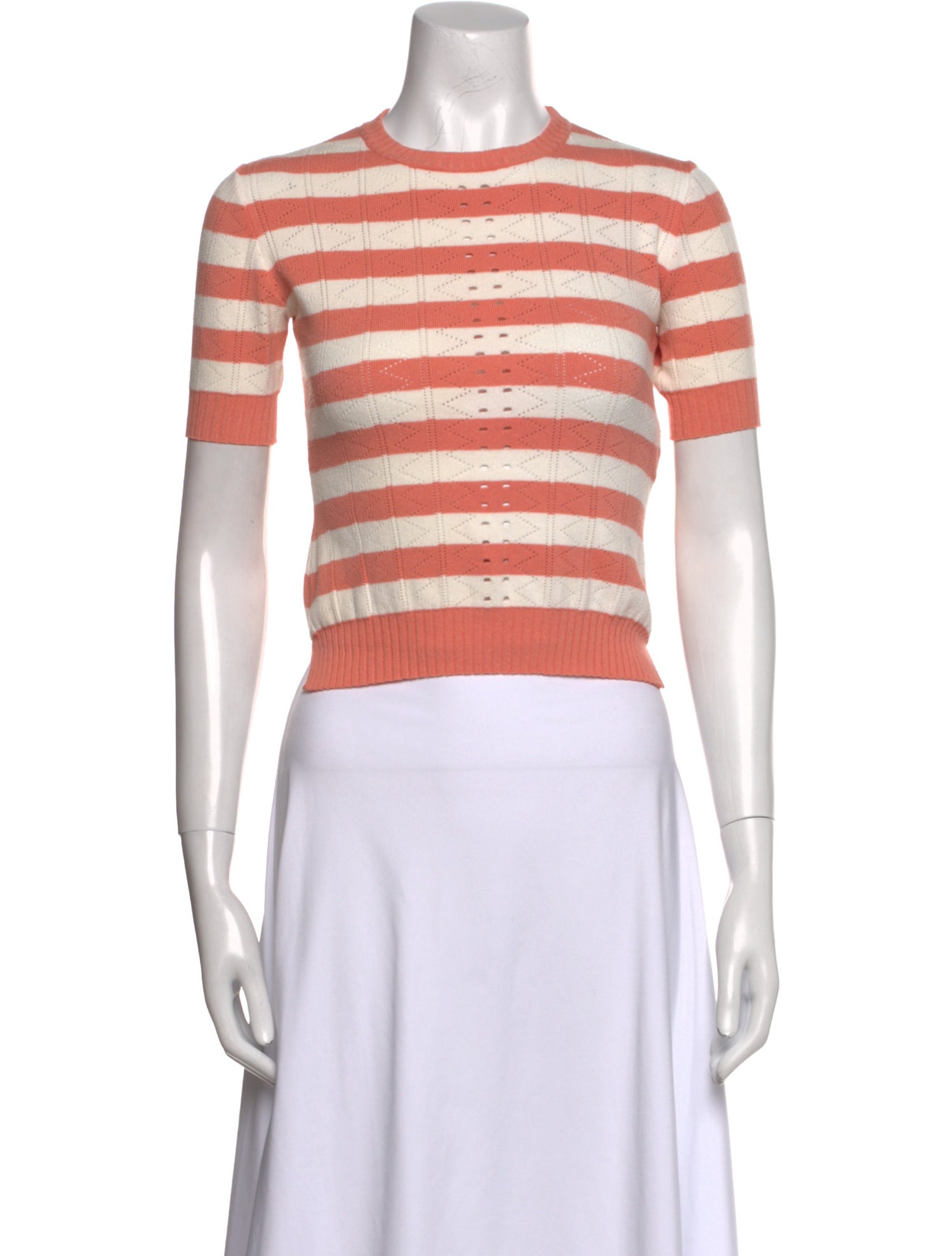 Fendi Striped Crew Neck Crop Top