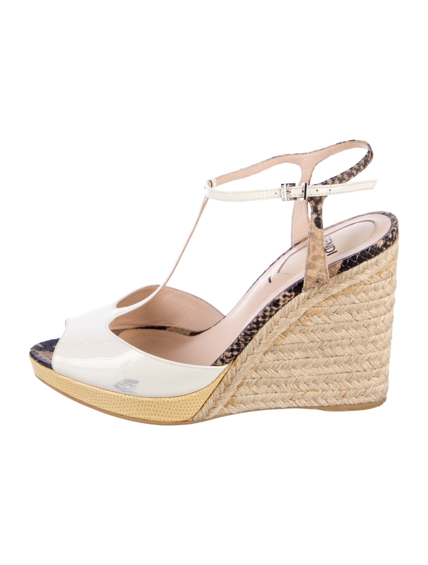 Fendi Patent Leather Animal Print T-Strap Pumps