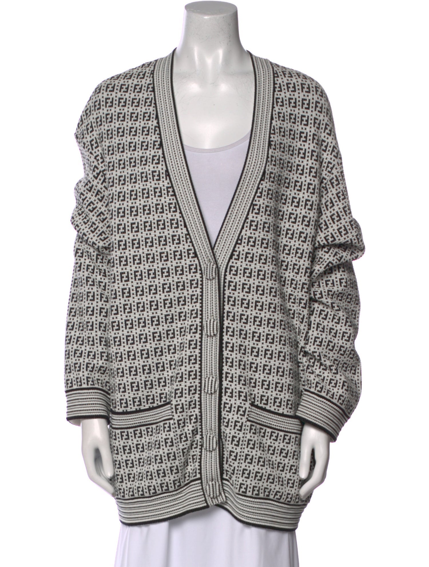 Fendi Printed V-Neck Sweater